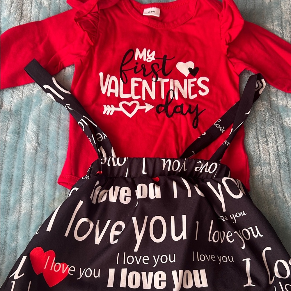 SHEIN Red and Black Valentine's Day Kids Matching Set
